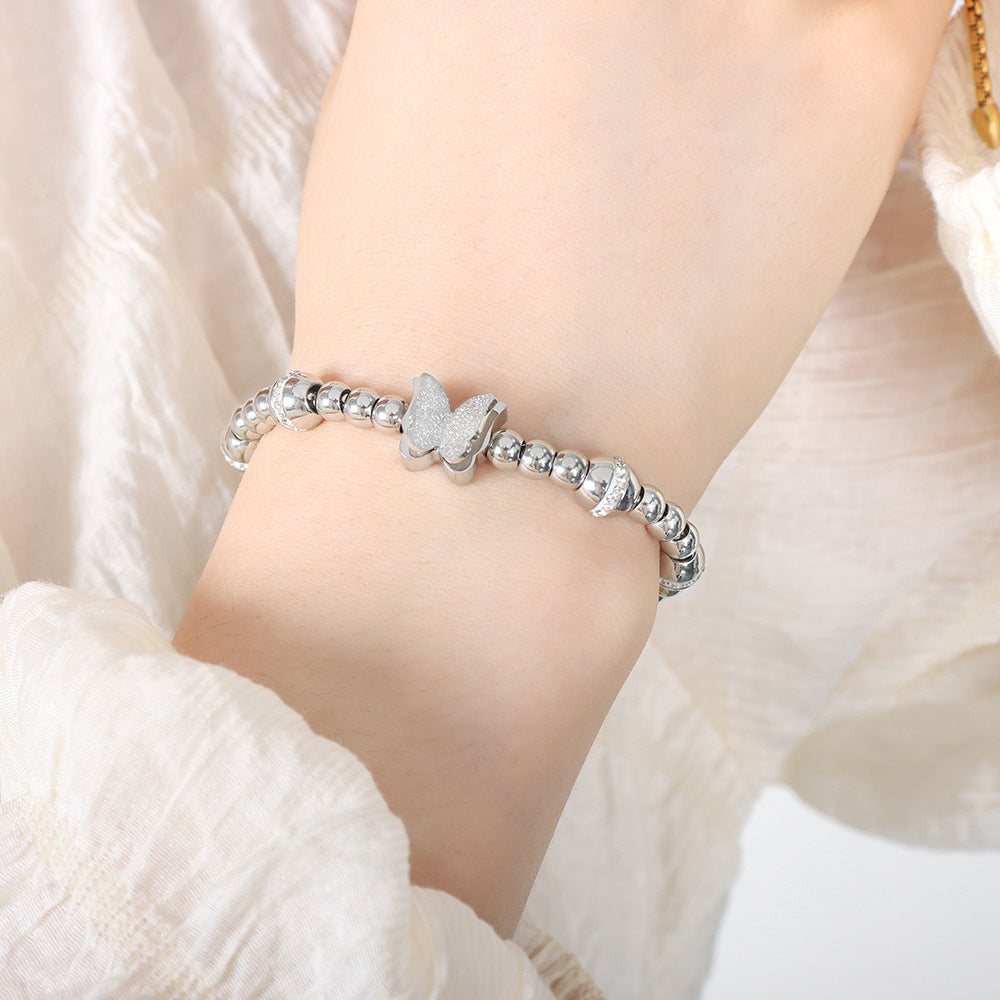 Wholesale Diamond Studded Titanium Steel Bracelet